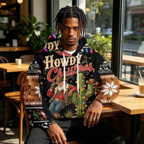 Graphic Hoodies For Men Fleece Western Oversized Christmas Sweatshirt - Image 3