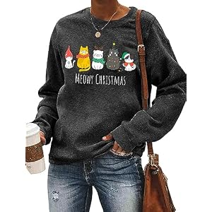 Cat Christmas Sweatshirt For Women, Long Sleeve