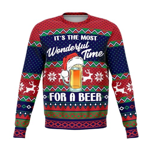 Its The Most Wonderful Time For A Beer Sweatshirt | Unisex Ugly Christmas Sweater, Xmas Sweater, Funny Holiday Sweater Shirt L Red - Image 3