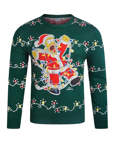 The Simpsons Mens Ugly Christmas Sweater Homer Holiday Pullover | Officially Licensed, Bold Ugly Sweater, Festive Comfortable Fit, Great For Parties &Amp; Gift Giving