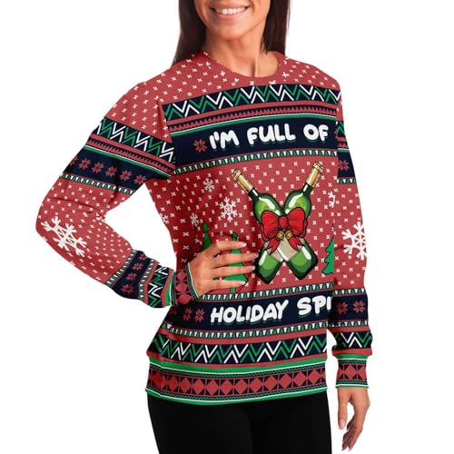 I'M Full Of Holiday Spirit Sweatshirt | Unisex Ugly Christmas Sweater, Xmas Sweater, Funny Holiday Sweater, Funny Shirt M Red - Image 6