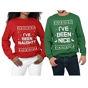 Tstars Naughty Nice Matching Christmas Sweatshirts Couples His Hers Funny