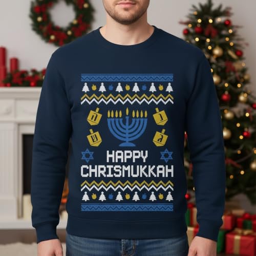 Tstars Chrismukkah Sweater Men Funny Jewish Hanukkah Christmas Holiday
