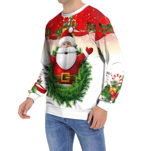 Eciodci Unisex Christmas Ugly Sweatshirt 3D Christmas Tree Xmas Lights Print Pullover Long Sleeve Sweatshirts For Merry Party 5 Eciodci Unisex Christmas Ugly Sweatshirt 3D Christmas Tree Xmas Lights Print Pullover Long Sleeve Sweatshirts For