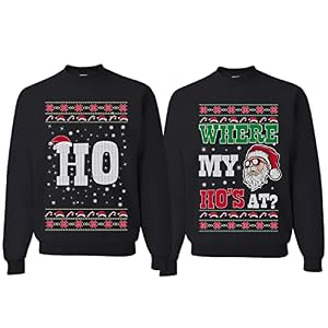Wild Bobby Where My Ho'S At? Ugly Christmas Couples Sweaters Adult Him Hers Matching Unisex Holiday Sweatshirts 21 41Dathzve5L. Ss300