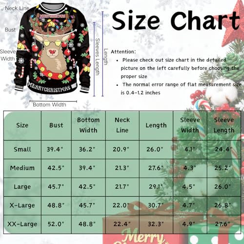 Yolsun Men Ugly Christmas Sweatshirt Unisex’S Crewneck Novelty Casual Ugly Party Accessory For Xmas Party