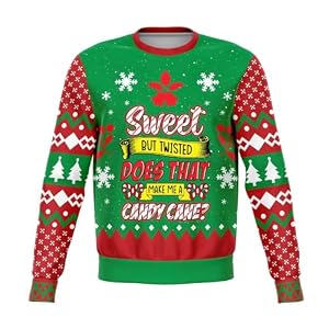 'Sweet But Twisted' Candy Cane Christmas Jumper, Green