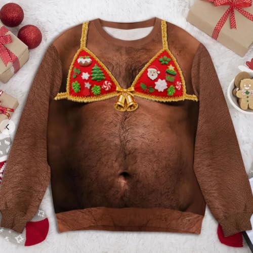 Mens Christmas 3D Ugly Crewneck Sweatshirt Womens Sweater Funny Shirts Tops - Image 3