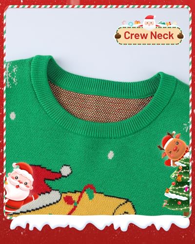 Runhit Boys Ugly Christmas Sweater Kids Funny Crew Neck Knitted Christmas Pullover For Xmas Holiday - Image 5